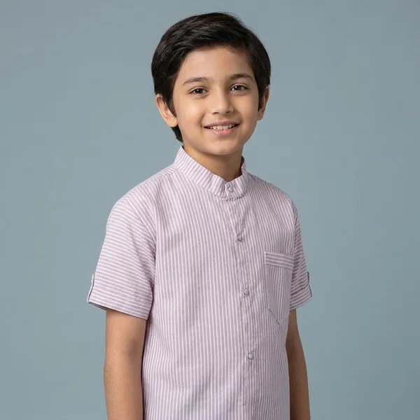 Pink_White_Striped_Cotton_Short_Sleeve_Shirt_for_Boys