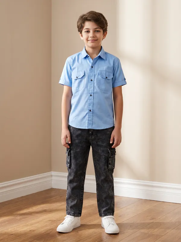 Boys_Solid_Cotton_Half_Sleeve_Casual_Shirt_with_Dual_Flap_Pockets_Regular_Fit_for_Everyday_Wear
