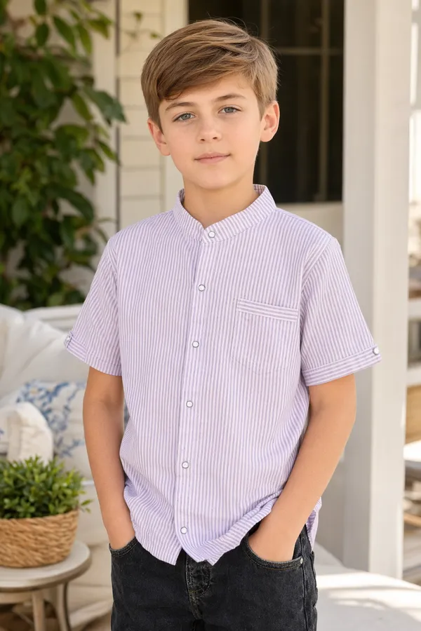 Pink_White_Striped_Cotton_Short_Sleeve_Shirt_for_Boys
