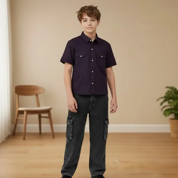 Boys_Solid_Cotton_Half_Sleeve_Casual_Shirt_with_Dual_Flap_Pockets_Regular_Fit_for_Everyday_Wear