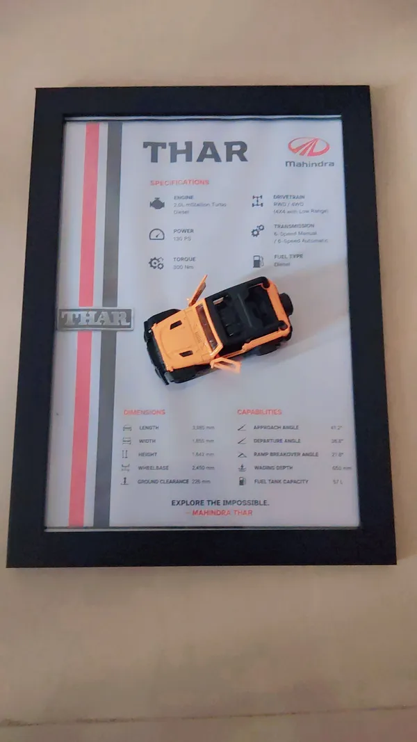 Wood_Automotive_Mahindra_Thar_Orange_3D_Car_Photo_Frame