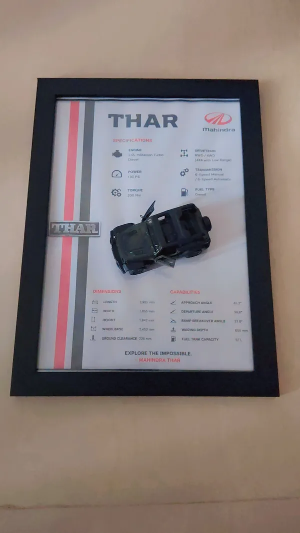 Wood_Automotive_Mahindra_Thar_Grey_3D_Car_Photo_Frame