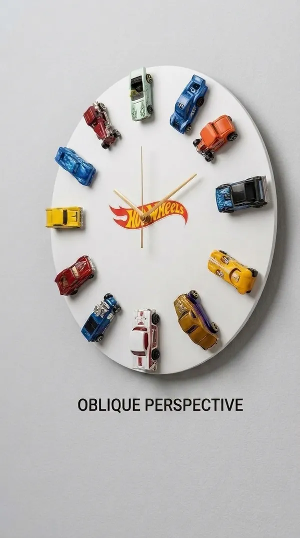 Wood_Automotive_Hot_Wheels_Cars_White_Wall_Clock