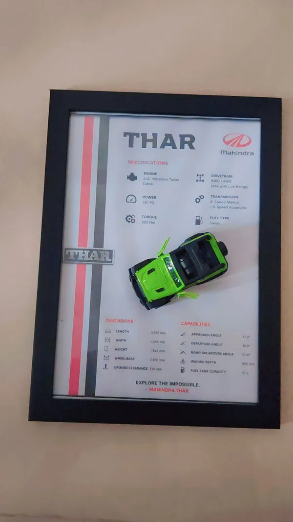 Wood_Mahindra_Thar_Die-Cast_Model_Car_Spec_Display_Frame