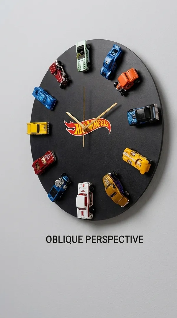 Wood_Automotive_Hot_Wheels_Cars_White_Wall_Clock