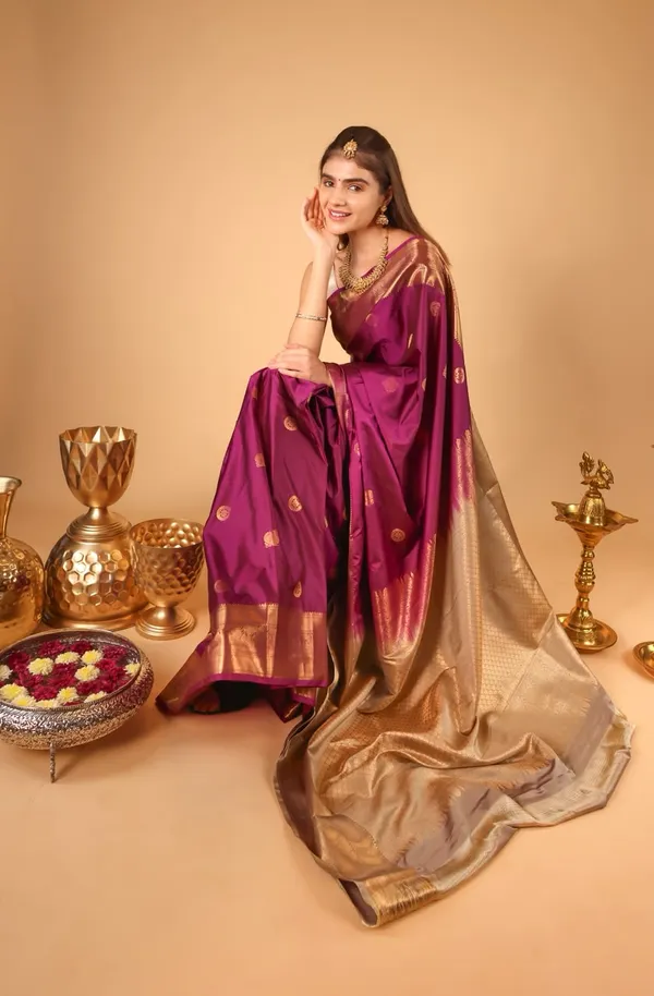 Magenta_Semi_Kanjivaram_Powerloom_Zari_Traditional_Saree_For_Women