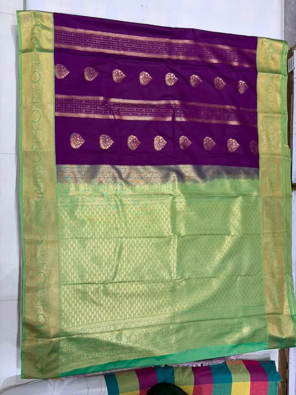 Purple_Green_Semi_Kanjivaram_Powerloom_Woven_Saree_For_Women