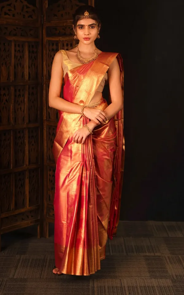 Red_Gold_Semi_Kanjivaram_Powerloom_Traditional_Saree_For_Women
