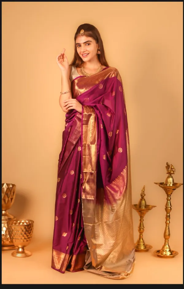 Magenta_Semi_Kanjivaram_Powerloom_Zari_Traditional_Saree_For_Women