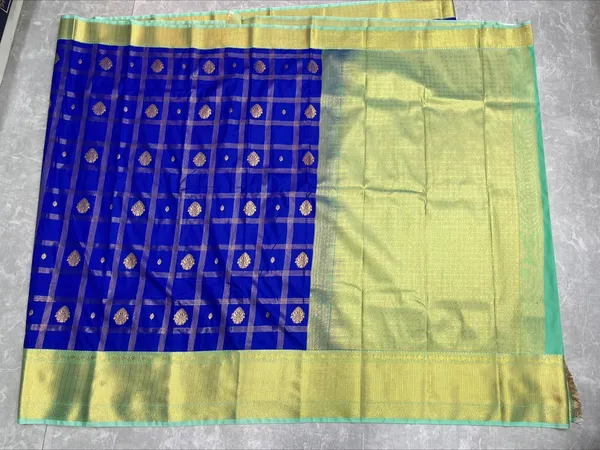 Blue_Semi_Kanjivaram_Powerloom_Zari_Border_Saree_For_Women