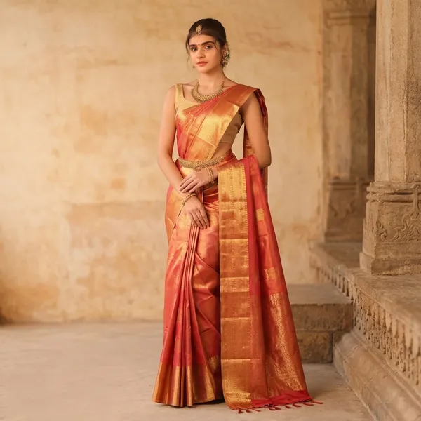 Red_Gold_Semi_Kanjivaram_Powerloom_Traditional_Saree_For_Women