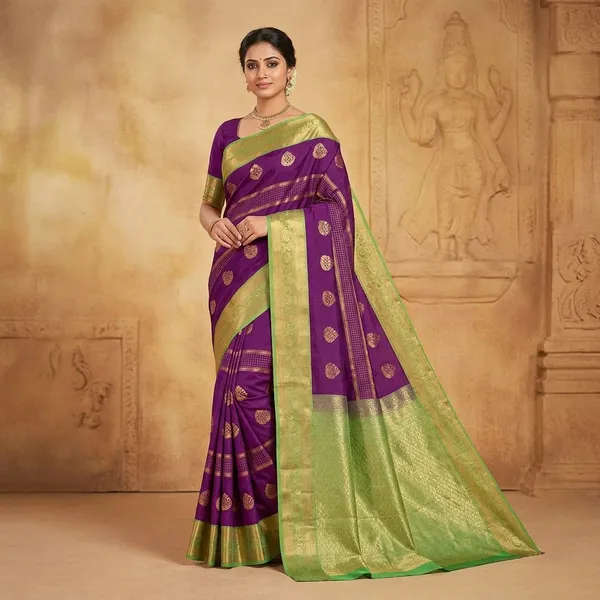 Purple_Green_Semi_Kanjivaram_Powerloom_Woven_Saree_For_Women