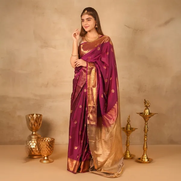Magenta_Semi_Kanjivaram_Powerloom_Zari_Traditional_Saree_For_Women