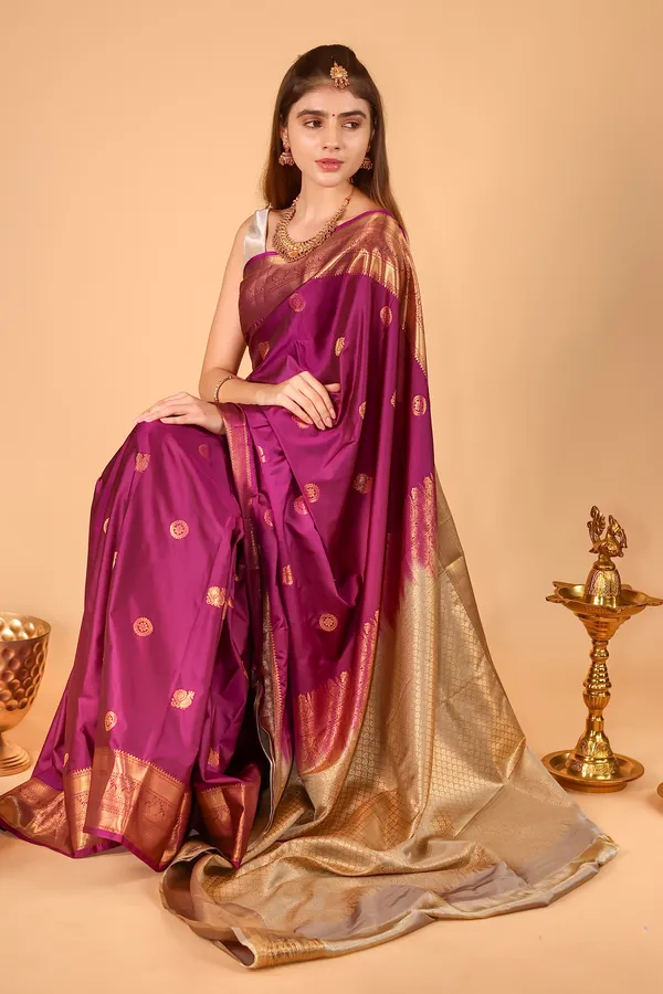 Magenta_Semi_Kanjivaram_Powerloom_Zari_Traditional_Saree_For_Women