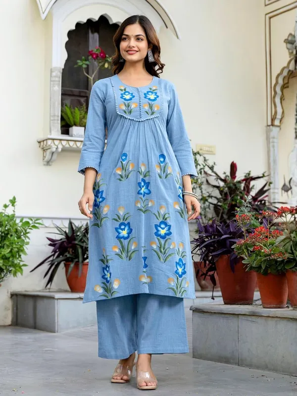 Womens_Cotton_A_Line_Kurta_Set_With_Trousers_And_Dupatta