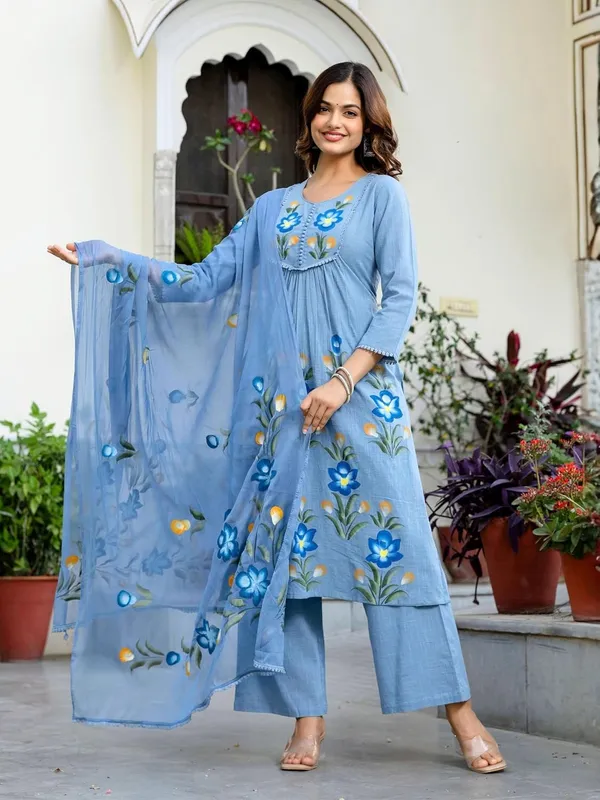Womens_Cotton_A_Line_Kurta_Set_With_Trousers_And_Dupatta
