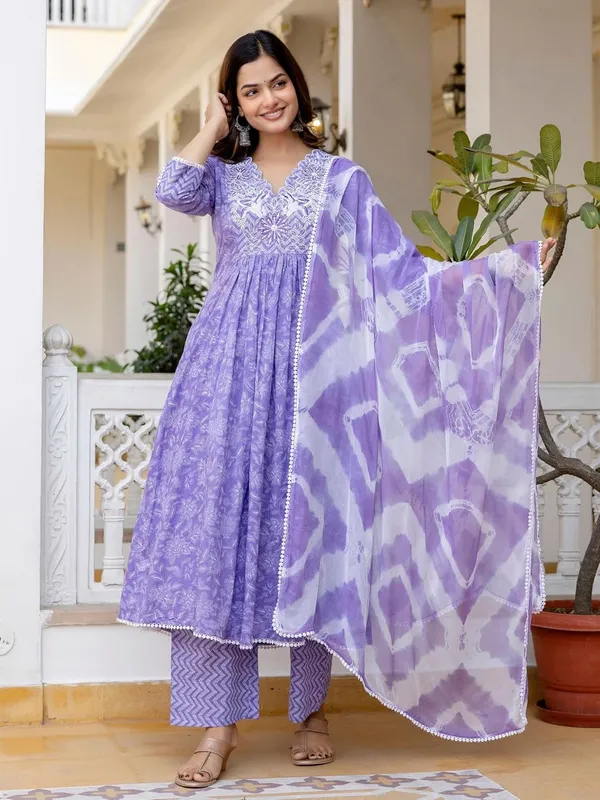Womens_Cotton_Kurta_With_Trousers_And_Dupatta_Set