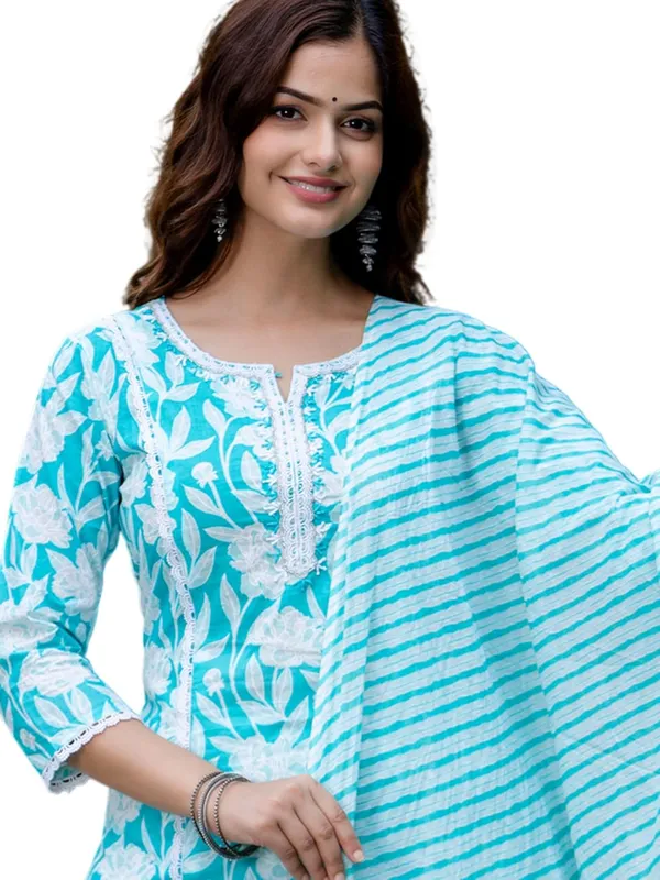 Printed_V_Neck_Kurta_With_Trousers_And_Dupatta_Set