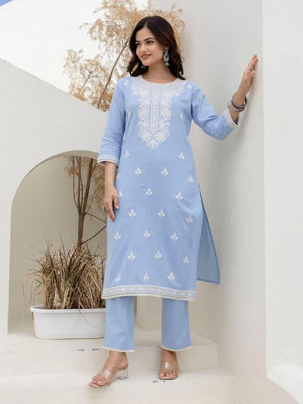 Pure_Cotton_Kurta_With_Trousers_And_Dupatta_Set_For_Women