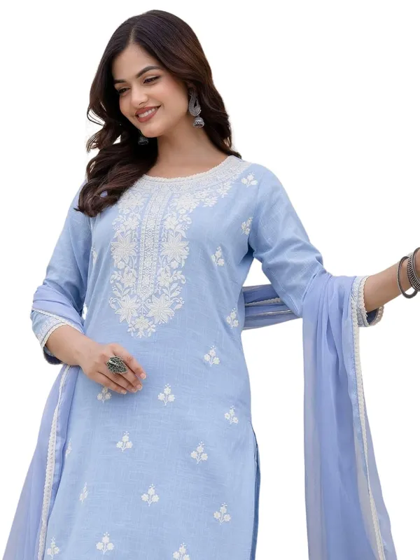 Pure_Cotton_Kurta_With_Trousers_And_Dupatta_Set_For_Women