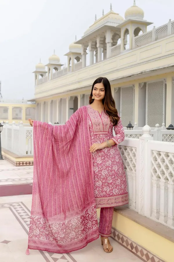 Cotton_Kurta_With_Trousers_And_Dupatta_Set_For_Women