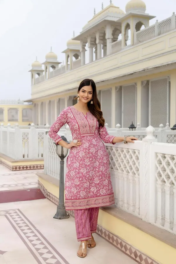 Cotton_Kurta_With_Trousers_And_Dupatta_Set_For_Women
