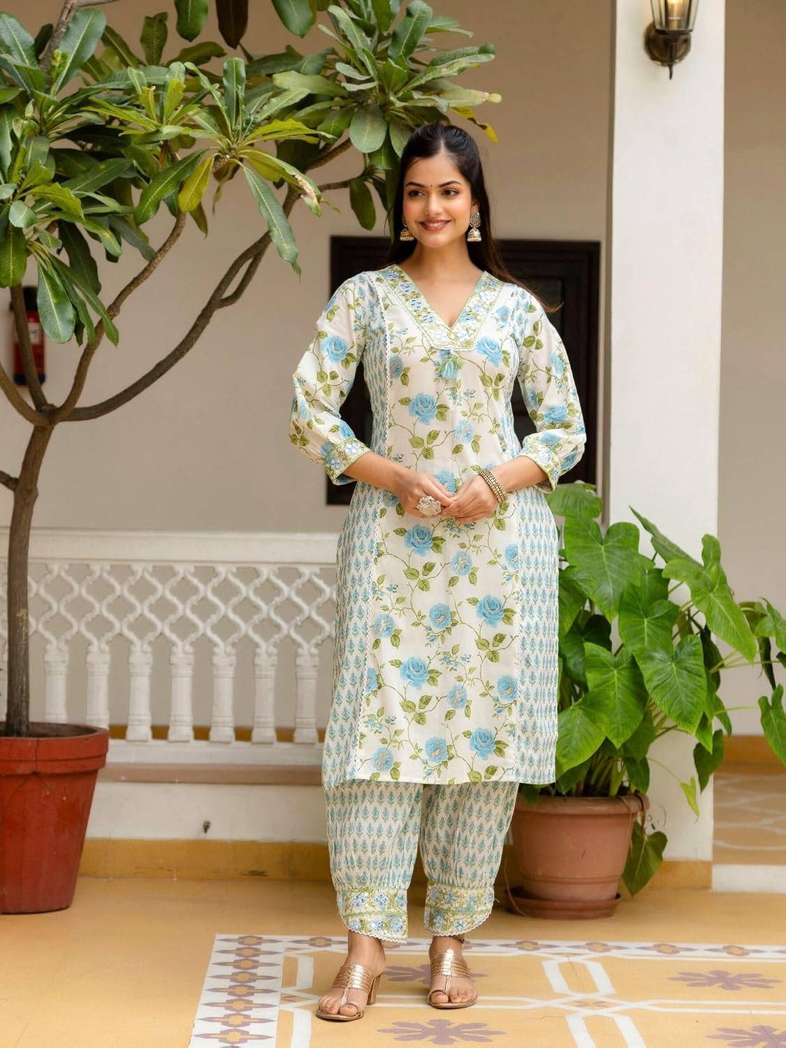 Pure_Cotton_Kurta_With_Trousers_And_Dupatta_Set_For_Women
