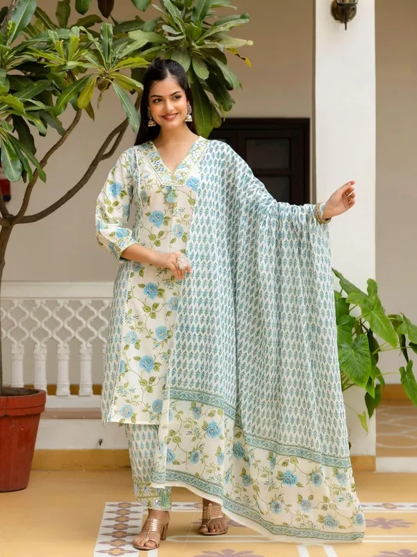Pure_Cotton_Kurta_With_Trousers_And_Dupatta_Set_For_Women