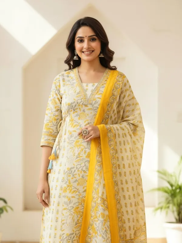 Cotton_Kurta_With_Trousers_And_Dupatta_Set_For_Women