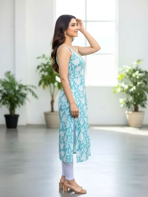 Blue_Pure_Cotton_Sleeveless_V_-Neck_Kurta_For_Women
