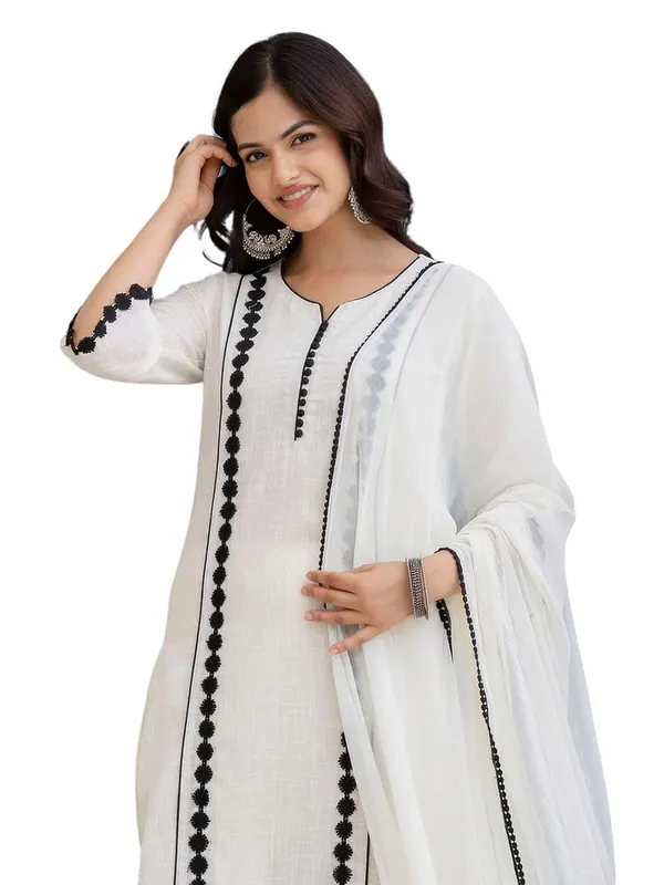 Pure_Cotton_Kurta_With_Trousers_And_Dupatta_Set_For_Women
