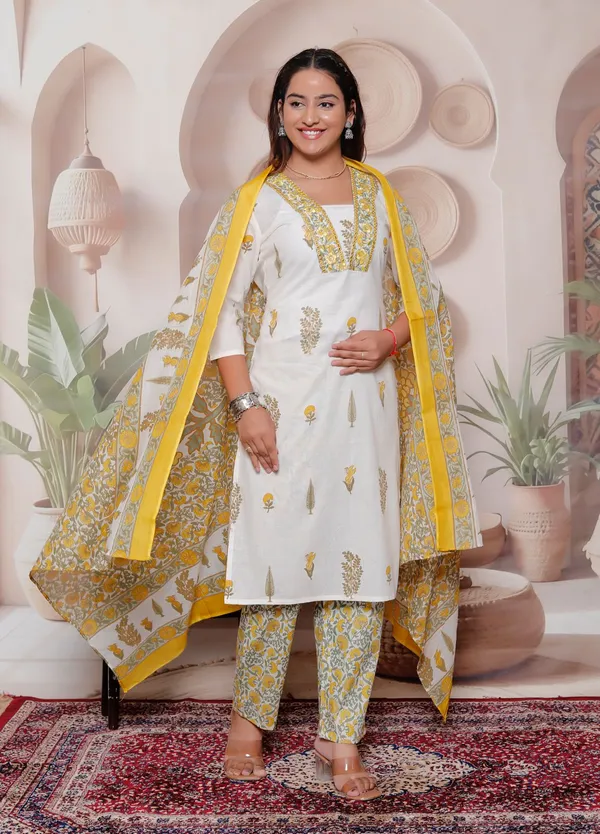 White_Pure_Cotton_Embroidered_Straight_Kurta_Set_For_Women