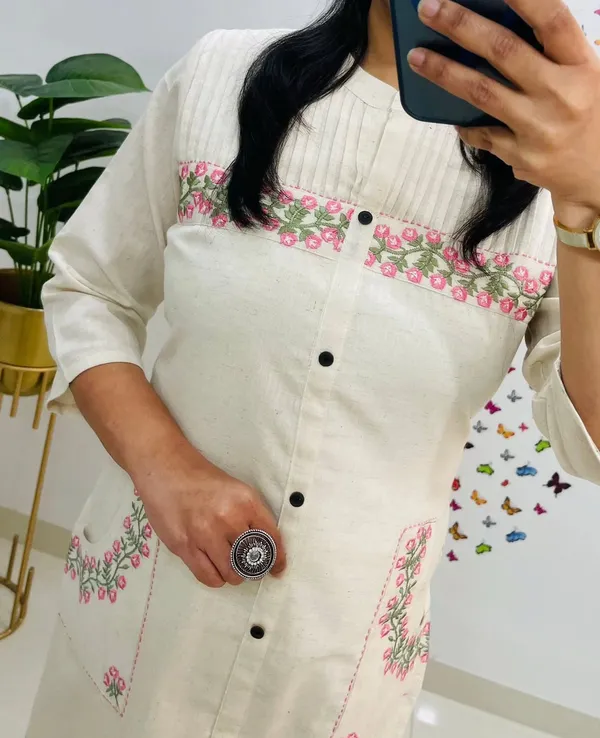 White_Cotton_Straight_Kurta_Pant_Set_For_Women