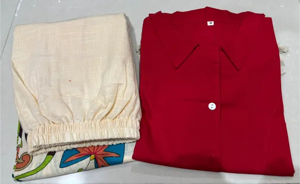 Red_Cotton_Tassel_Trim_Embellished_Top_For_Women