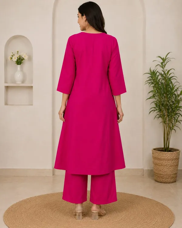 Pink_Cotton_A-Line_Butterfly_Embroidered_Kurta_Set_For_Women