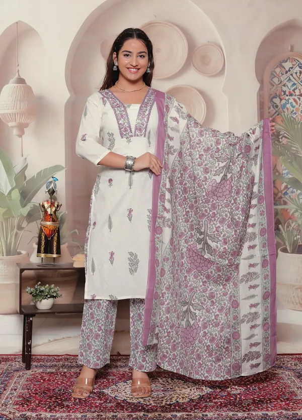 White_Pure_Cotton_Embroidered_Kurta_Set_For_Women