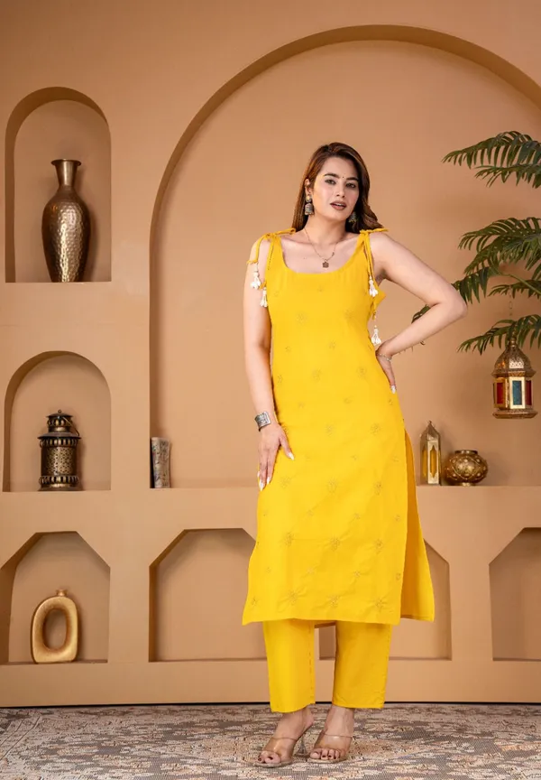 Yellow_Cotton_Relaxed_Kurta_Set_For_Women