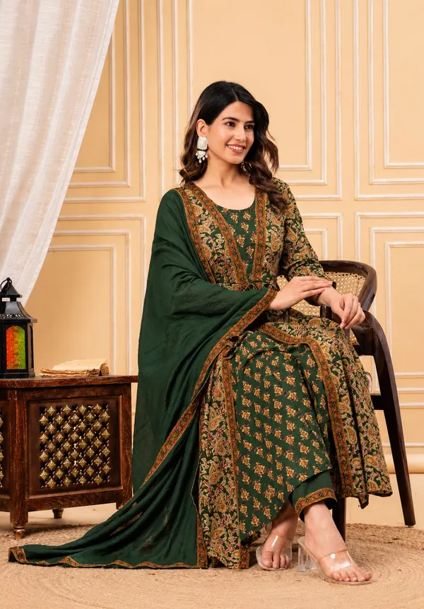 Green_Cotton_Anarkali_Kurti_For_Women