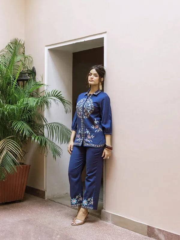 Navy_Cotton_Embroidered_Co-Ord_Set_For_Women