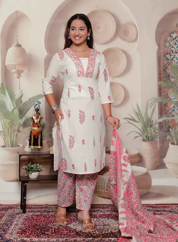 White_Pure_Cotton_Straight_Kurta_Set_For_Women