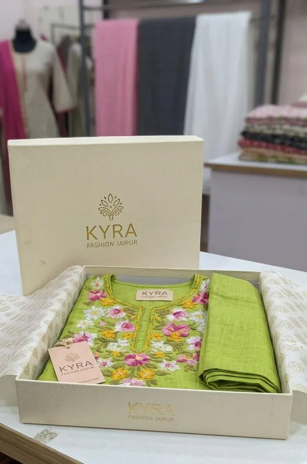 Green_Pure_Cotton_Embroidered_Kurta_Set_For_Women