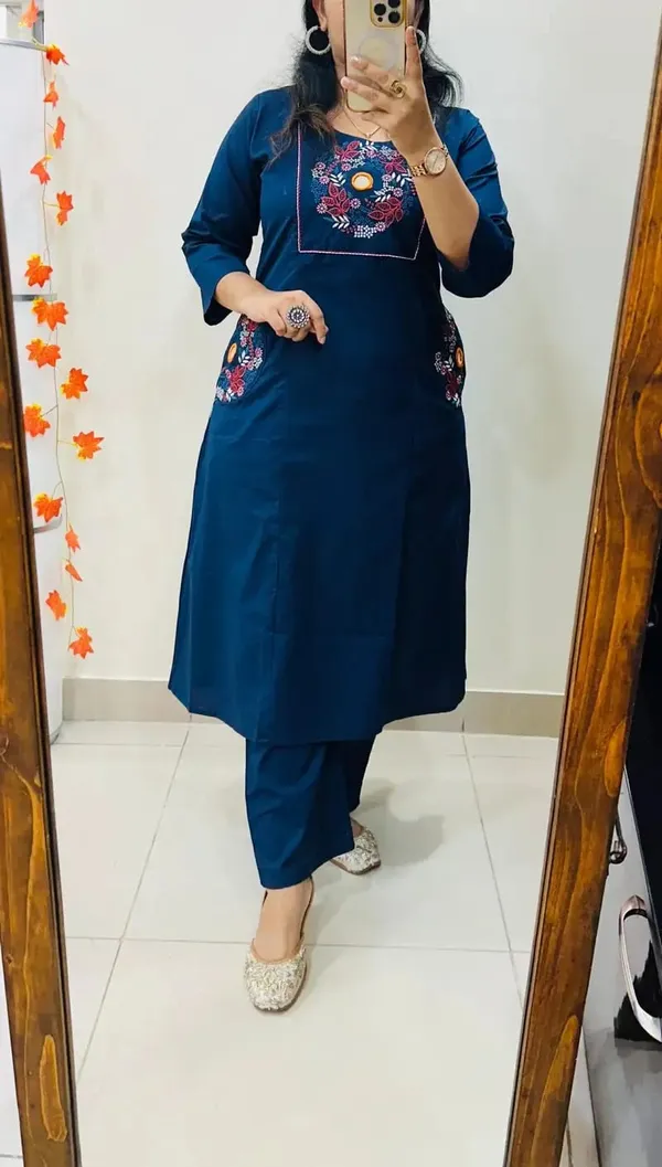 Navy_Cotton_Flex_Straight_Embroidered_Kurta_Set_For_Women