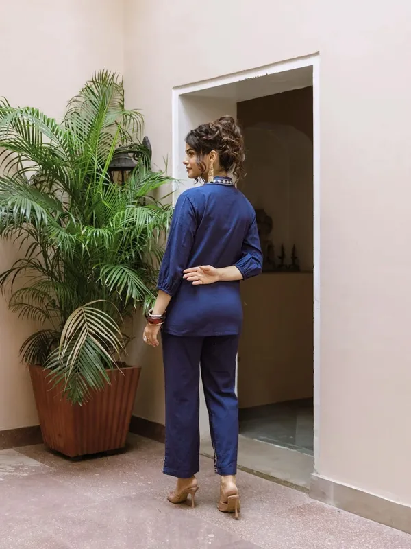 Navy_Cotton_Embroidered_Co-Ord_Set_For_Women