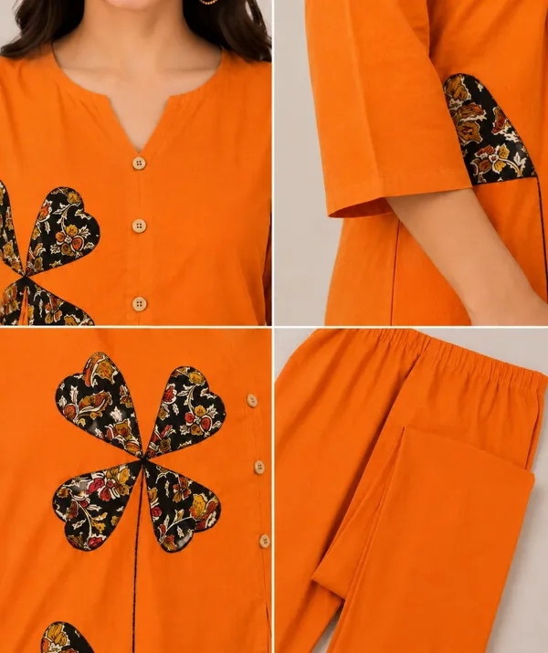 Orange_Cotton_A-Line_Embroidered_Kurta_Set_For_Women