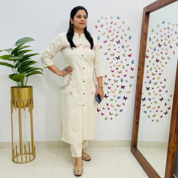 White_Cotton_Straight_Kurta_Pant_Set_For_Women