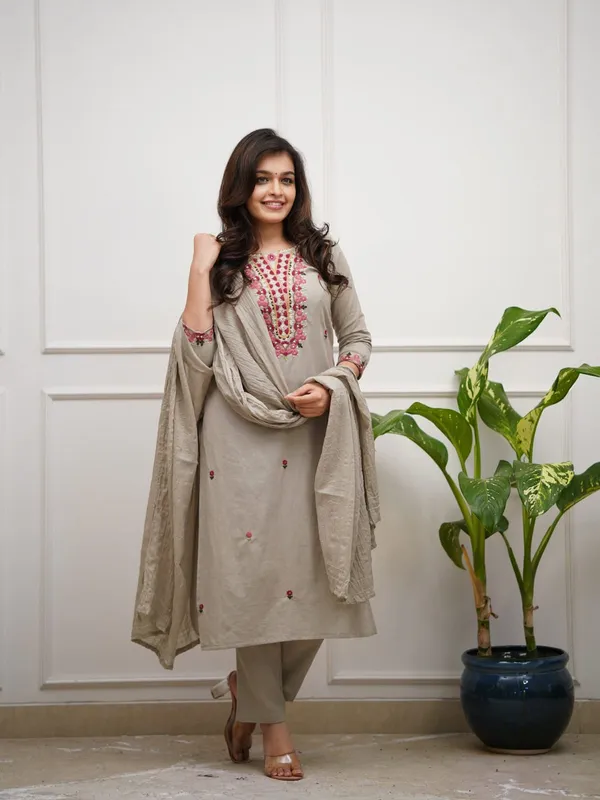 Grey_Pure_Cotton_Straight_Kurta_Set_For_Women