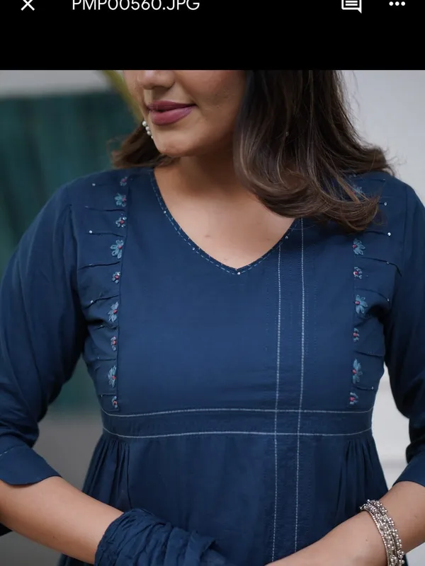 Navy_Cotton_Anarkali_Kurta_Set_For_Women