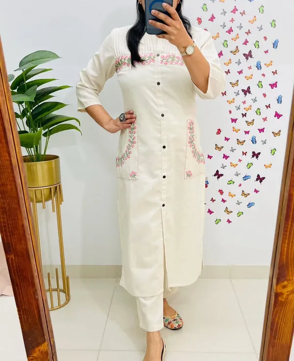 White_Cotton_Straight_Kurta_Pant_Set_For_Women