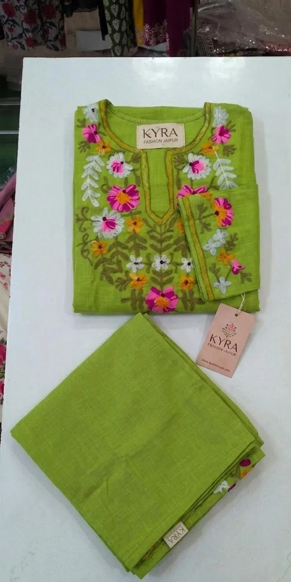 Green_Pure_Cotton_Embroidered_Kurta_Set_For_Women