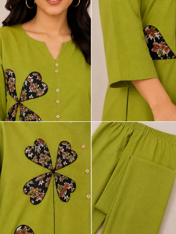 Green_Cotton_Straight_Fit_Floral_Kurta_Set_For_Women